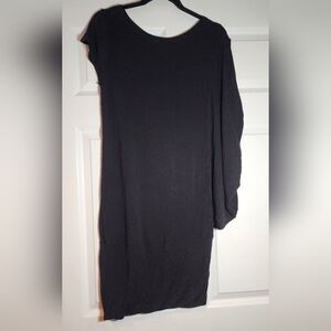Uranta Stretchy Black Dress 1 Short Sleeve 1 Sleeveless Drape One Size